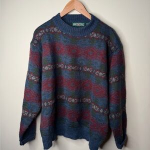 Vintage American Eagle Men’s Lambswool Crew Neck Fair Isle Sweater